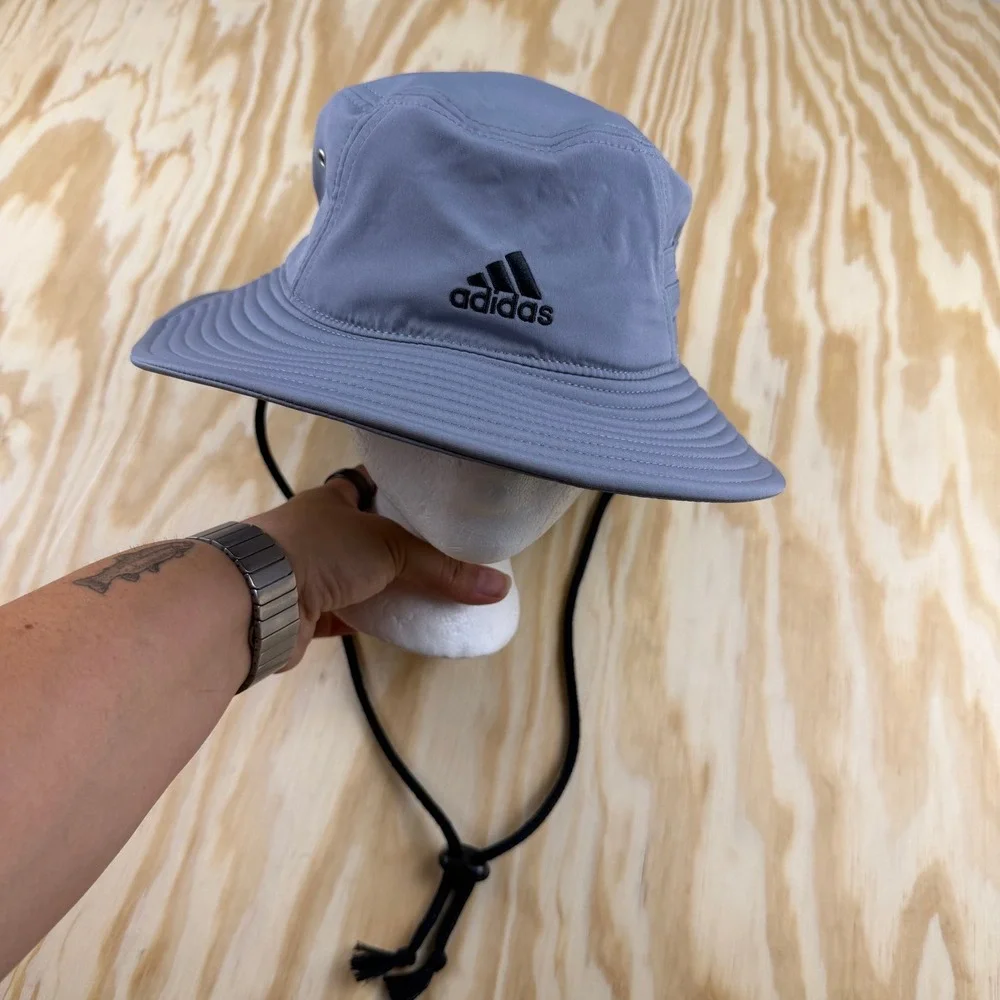 Adidas Aeroready Boonie Bucket Hat Gray Mens Adjustable Chin Strap Sun Hat